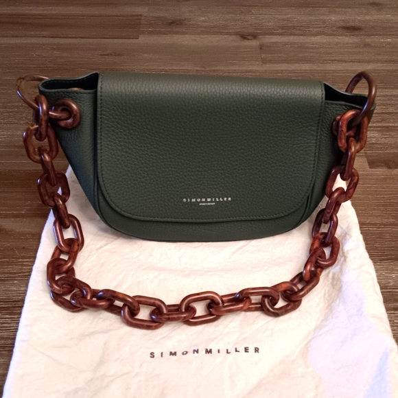 Simon Miller Handbags - Simon Miller Green and Brown Crossbody Bag with Chain Strap